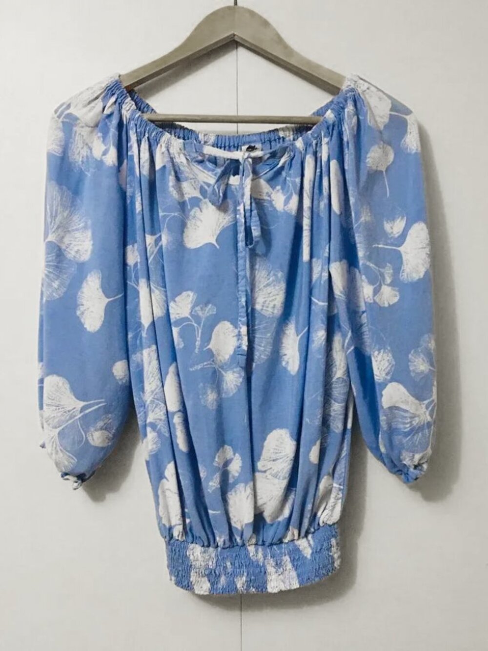 Bohemian Silverwood Qualicum Beach Ruched Sky Blue Boho Top